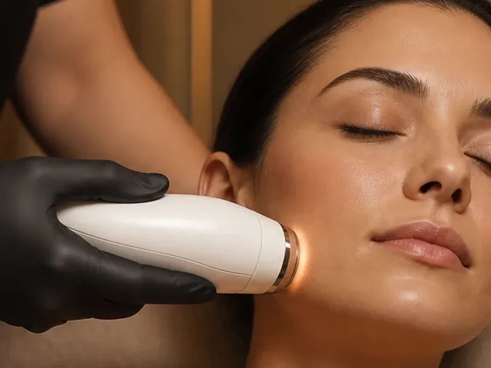 UP Skin radiofrequentie tijdens een huidverstevigende behandeling van het gelaat